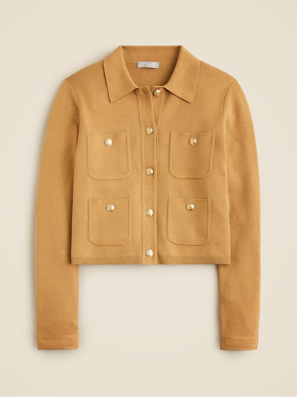 J. Crew Patch Pocket Sweater Lady Jacket In Honey Brown Cardigan Buttons